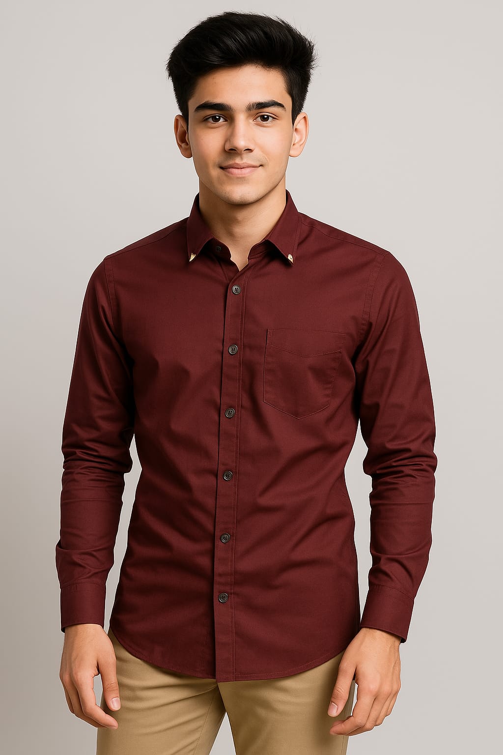 Club Party Formal Maroon Shirt