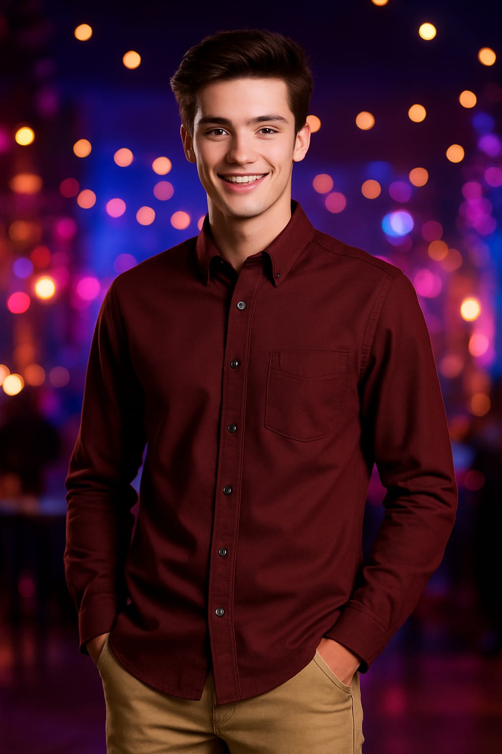 Club Party Formal Maroon Shirt
